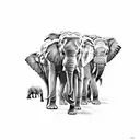elephants facing away tattoo design idea
