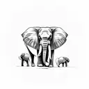 elephants facing away tattoo design idea
