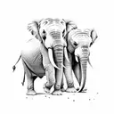 elephants facing away tattoo design idea