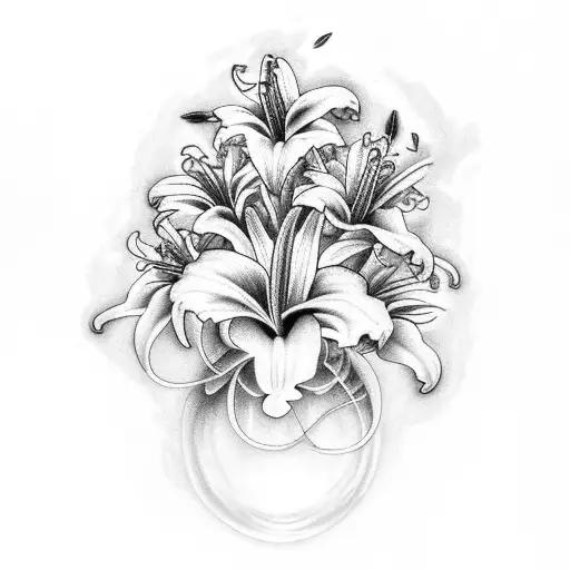 Tree of Life, day lily's, bumble bees, black dahlias, purple butterflies  tattoo design idea