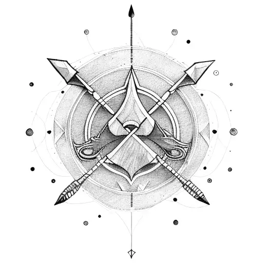 Sagittarius arrow with the word sempiterno tattoo design idea