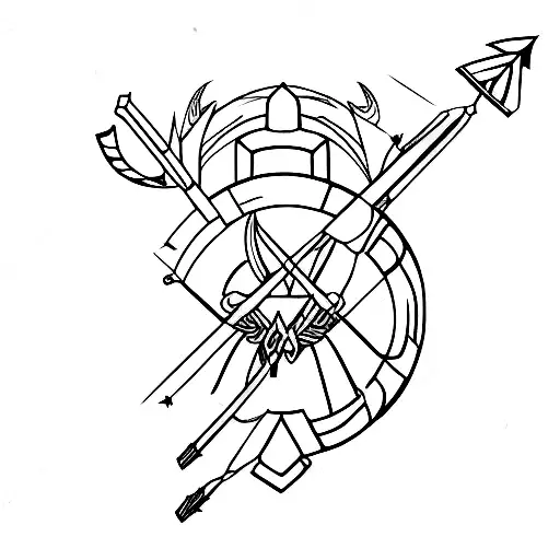 Sagittarius arrow with the word sempiterno tattoo design idea