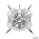 Sagittarius arrow with the word sempiterno tattoo design idea