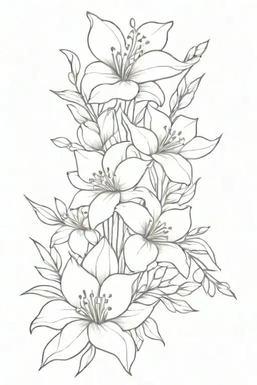 April, June, December and January  birth flowers bouquet tattoo tattoo design idea