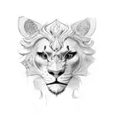 lione with heart tattoo design idea