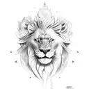 lione with heart tattoo design idea