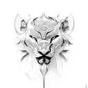 lione with heart tattoo design idea