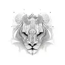 lione with heart tattoo design idea