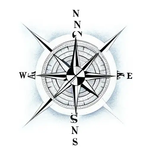 Surrealism Compass True North Online Lines And Tattoo Idea - BlackInk  AI