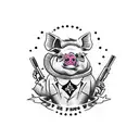 pig with gun tattoo design idea