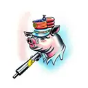pig with gun tattoo design idea