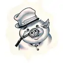 pig with gun tattoo design idea