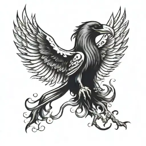 Raven grim reaper horse tattoo design idea