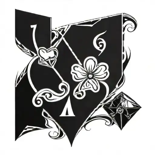 I want 4 simple tattoos. One of the spades, one for hearts, one for diamonds and one for clubs. only use black lines tattoo design idea