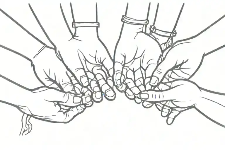 my 3 children holding hands tattoo design idea