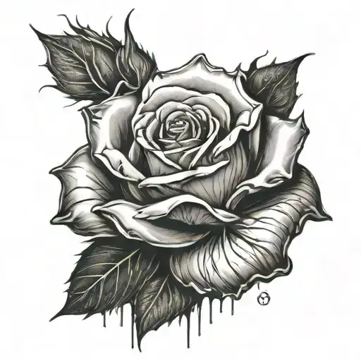 blood and Rose tattoo design idea