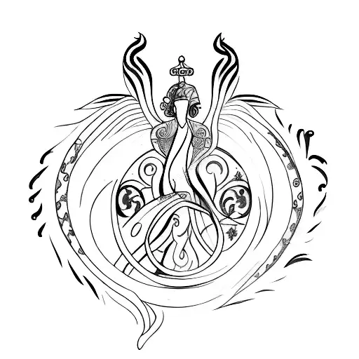 A mesmerizing sketch-style tattoo depicting a graceful figure of an Aquarius pouring paint from a paintbrush, symbolizing the client's love for both art and their zodiac sign tattoo design idea