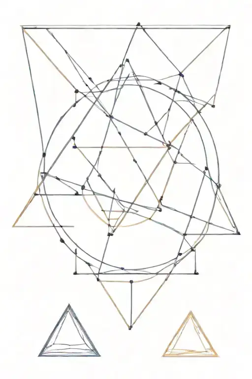 At the heart of the piece rests a striking triangle, its edges defined by bold lines, symbolizing stability and strength tattoo design idea