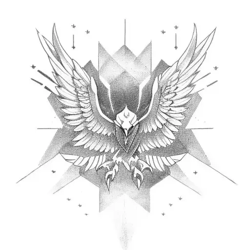 A crossfit-inspired tattoo showcasing a powerful eagle lifting weights tattoo design idea