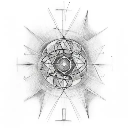 A physics-inspired tattoo depicting a visually striking representation of a scientific concept or theory tattoo design idea