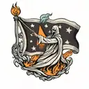 kkk burning pride flag waving tattoo design idea