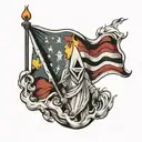 kkk burning pride flag waving tattoo design idea