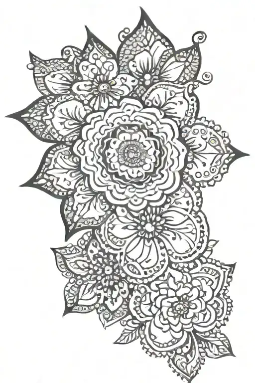 flowers henna mandala feminine pretty woman tattoo design idea