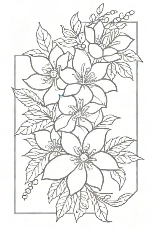 A minimalist design of a henna-inspired flower bouquet, symbolizing the beauty of motherhood tattoo design idea