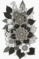 A mandala design incorporating elements of henna patterns and flowers, symbolizing femininity and beauty tattoo design idea