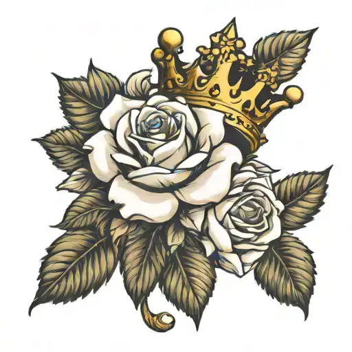 crown and rose with A  tattoo design idea