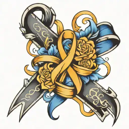 colon cancer ribbon tattoo design idea