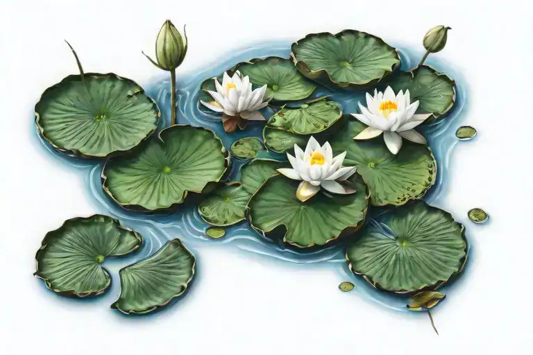 ocean and lily pads  tattoo design idea