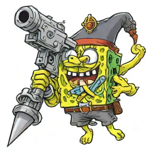 SpongeBob holding rpg tattoo design idea