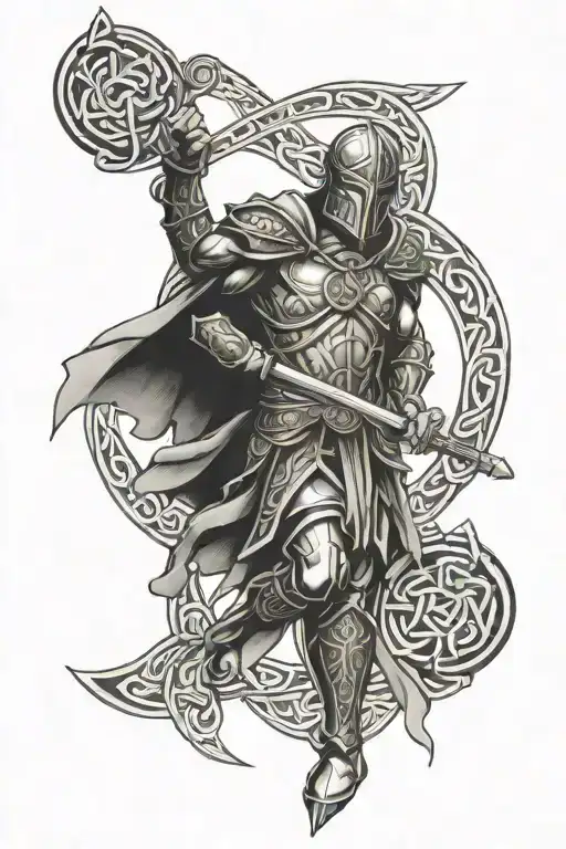 celtic knots, warrior tattoo design idea