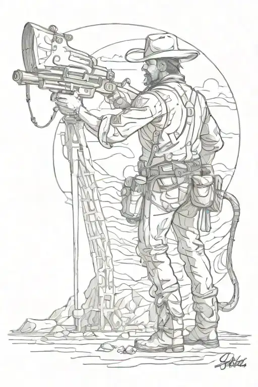 oil field and western cowboy tattoo design idea