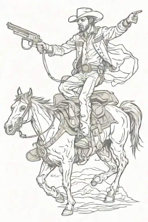 land rig and western cowboy riding tattoo design idea