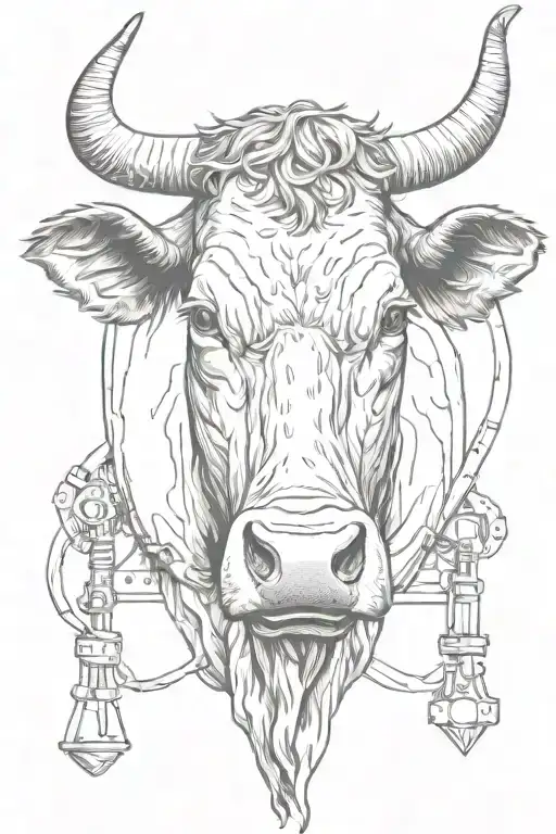 oil field and western style tattoos cow head tattoo holding tattoo design idea