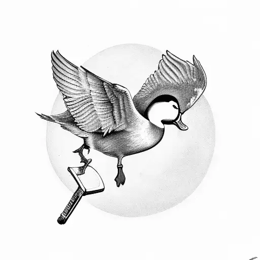 Flying Duck broken like a mirror tattoo design idea