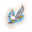 Flying Duck broken like a mirror tattoo design idea