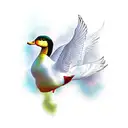 Flying Duck broken like a mirror tattoo design idea
