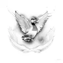 Flying Duck dehind broken mirror tattoo design idea