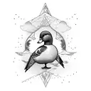 Flying Duck dehind broken mirror tattoo design idea