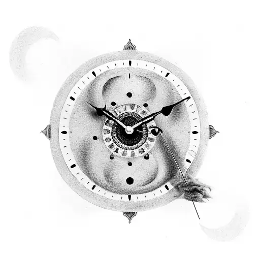 salvidor dali, clock with coy fish tattoo design idea