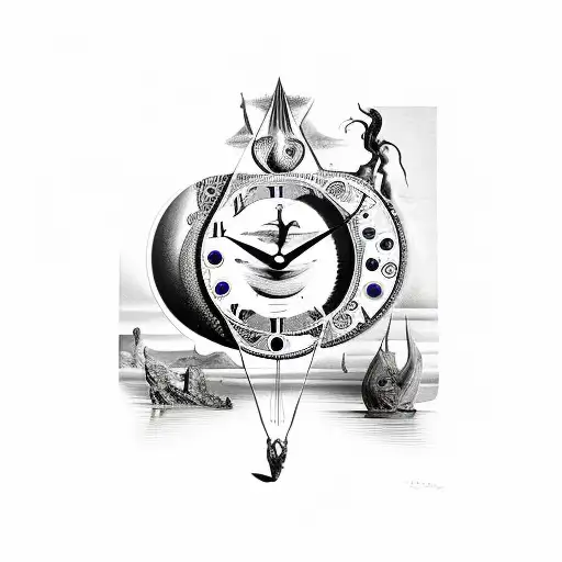 Salvador Dali clock with the words "forever, is composed of nows" tattoo design idea