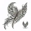 a curved spinal cord from scoliosis with feathered wings  tattoo design idea