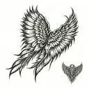 a curved spinal cord from scoliosis with feathered wings  tattoo design idea