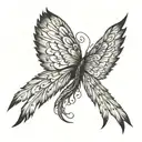 a curved spinal cord from scoliosis with feathered wings  tattoo design idea