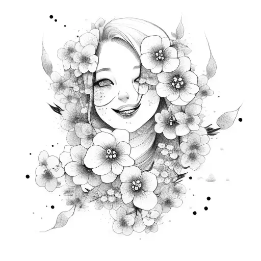 Cherry Blossom smile Life help watercolour tattoo design idea