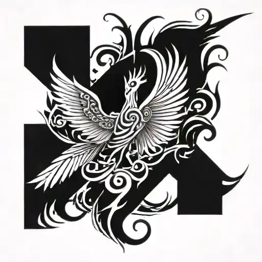 pheonix with triqueta symbol tattoo design idea