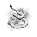 sword with flowers or snake wrapped around it  tattoo design idea